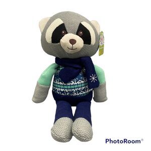 Spark Create Imagine Christmas Holiday Raccoon Crinkle Lovey Stuffed Animal NWT